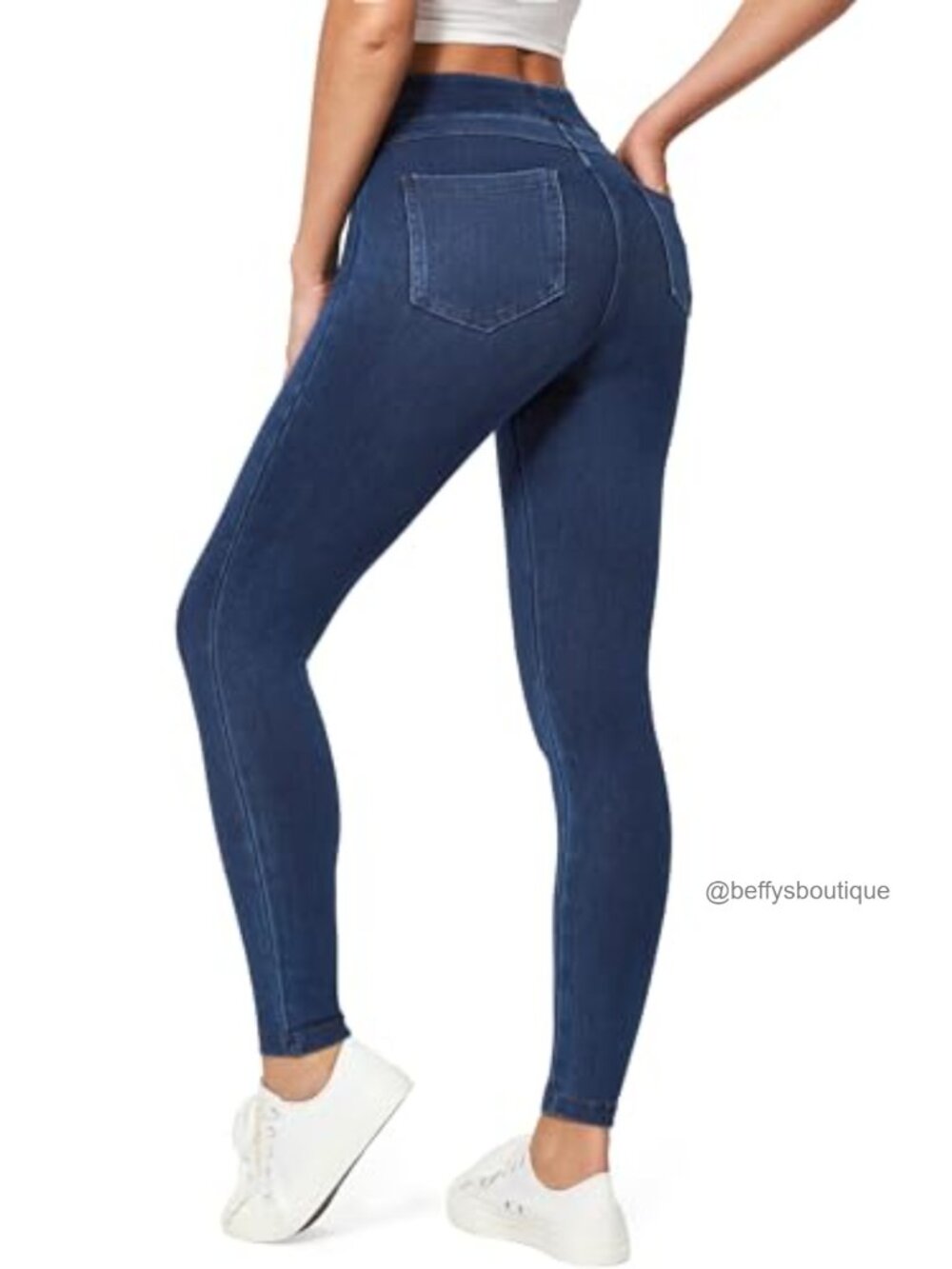 High Waist Pull On Stretchy Jeggings Skinny Denim Leggings Tummy Control